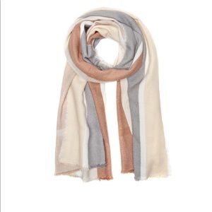 blush/gray/cream striped scarf